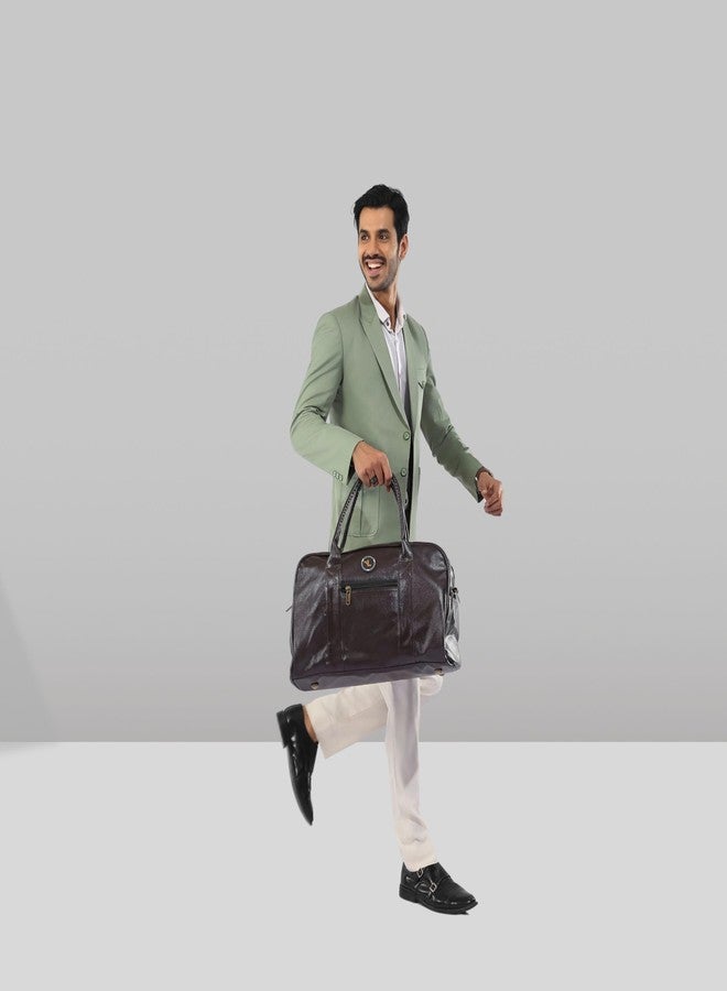 ليجو حقيبة سفر جلدية بنية اللون للرجال والنساء | حقيبة سفر، حقيبة لعطلة نهاية الأسبوع، حقيبة رياضية مع حزام كتف - Image 2